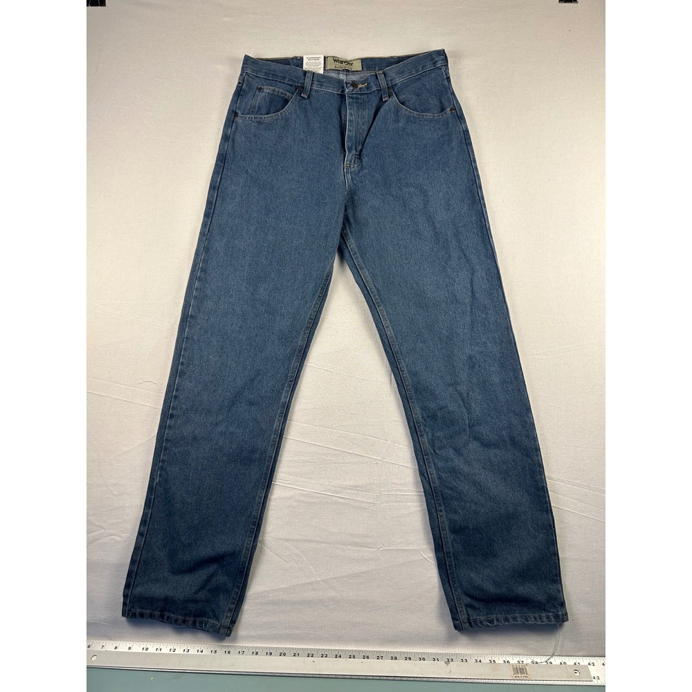Wrangler Authentics Mens Regular Fit Straight Leg Blue Jeans 30x32 Medium Wash